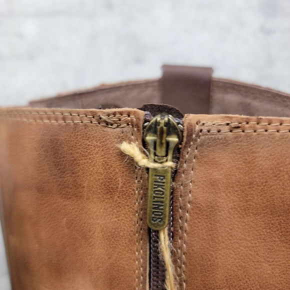 New Pikolinos Womens Boots Size 35 US 5 Tall Cognac Brown Leather Strappy Riding - Picture 6 of 12